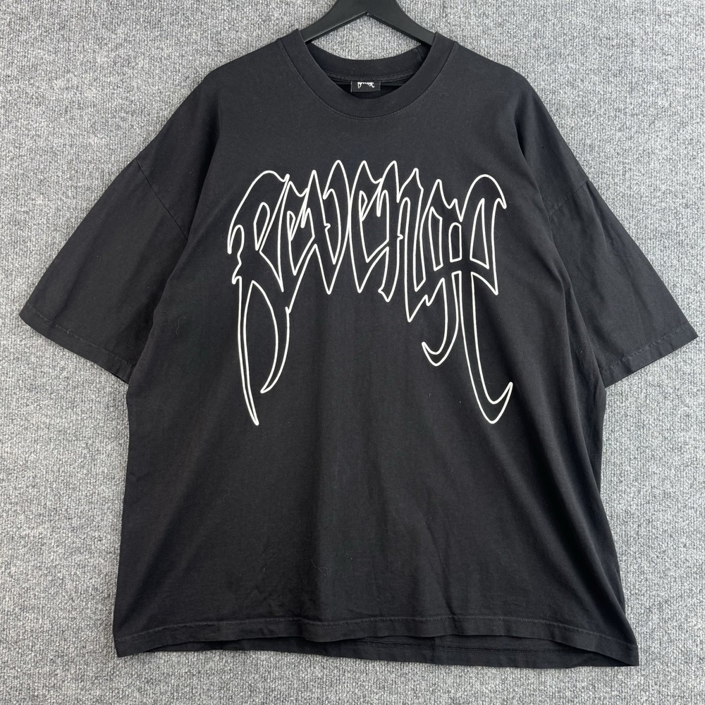 Revenge Outline Shirt Mens XXL Black Goth Grunge Big Logo Streetwear Tee Y2K